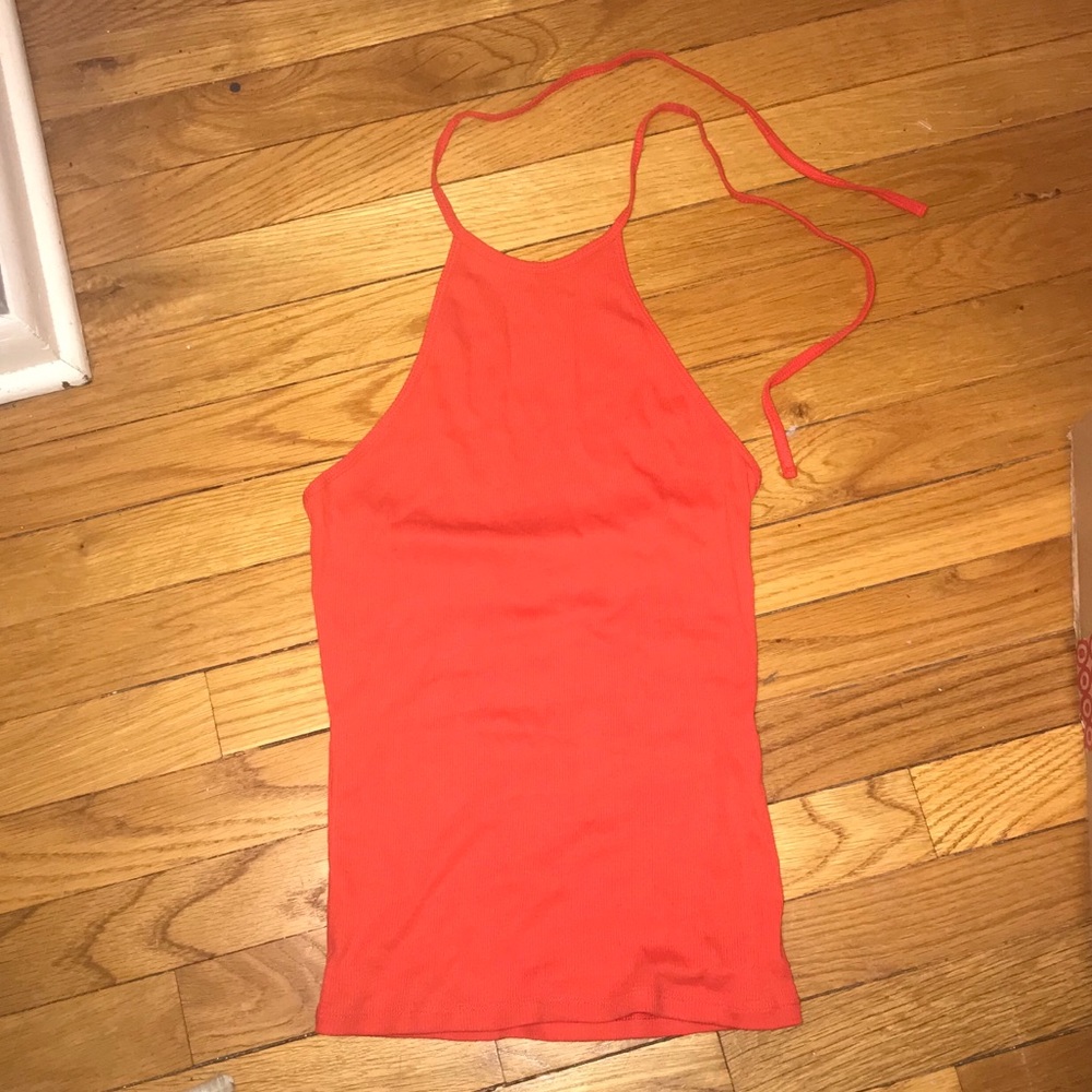 Asos Red Ribbed Halter Top